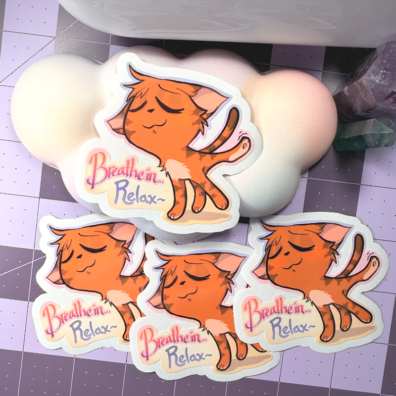 Breathe In... Relax~ Little Cat Sticker