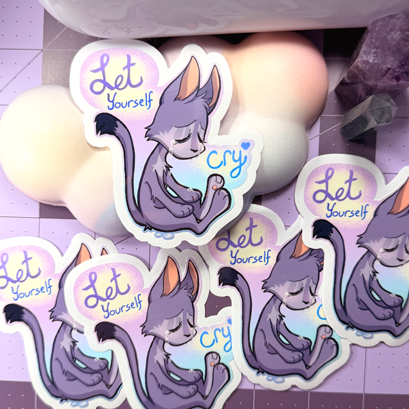 Let Yourself Cry Little Cat Sticker