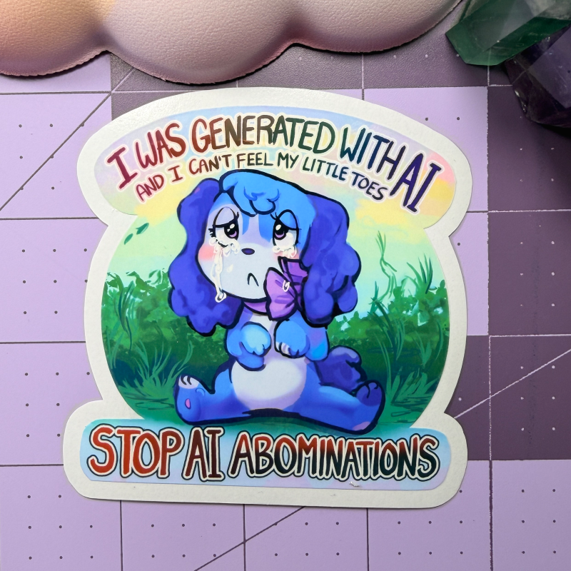 All Five Anti AI Art The Sad Dog Is Blue Stickers