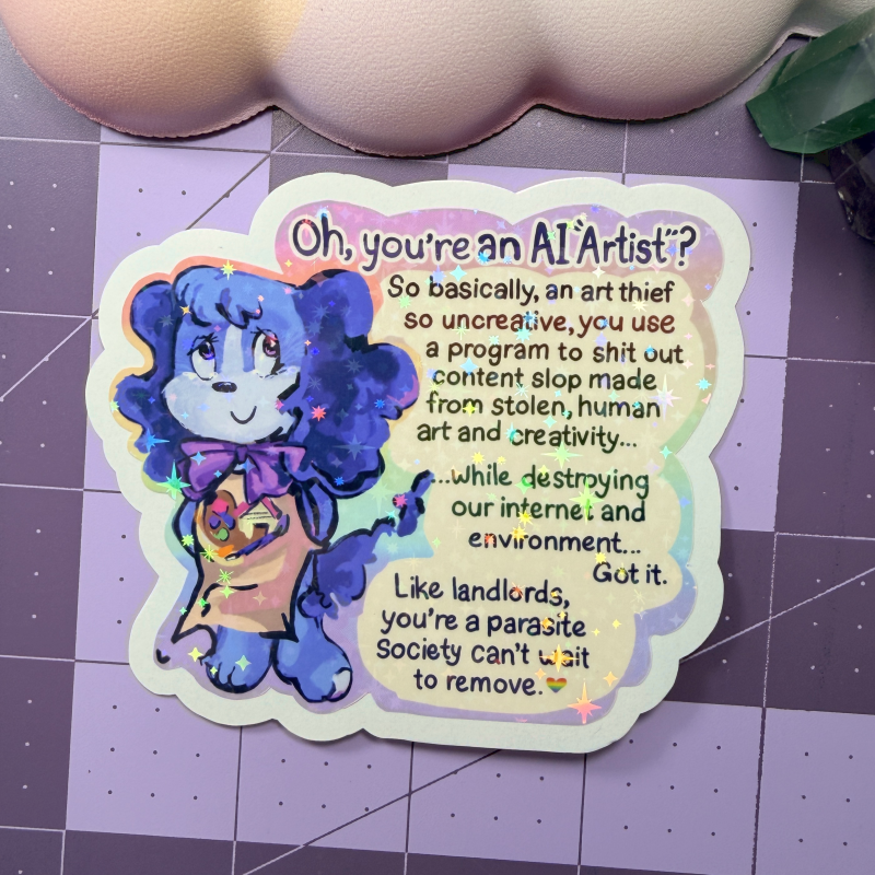 All Five Anti AI Art The Sad Dog Is Blue Stickers
