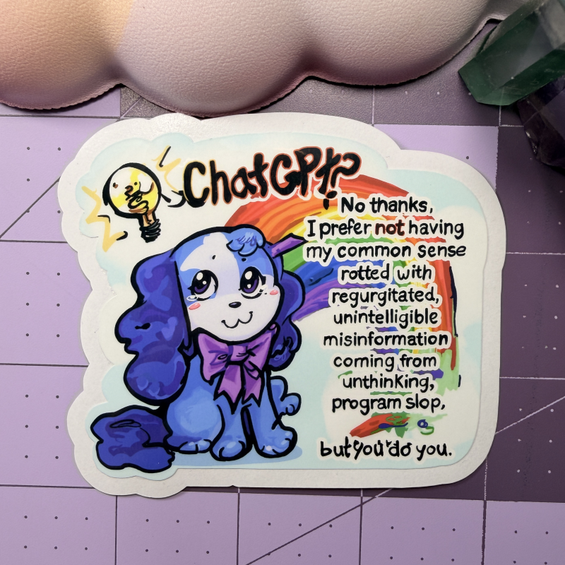 All Five Anti AI Art The Sad Dog Is Blue Stickers
