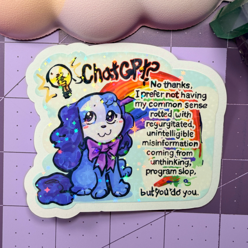All Five Anti AI Art The Sad Dog Is Blue Stickers