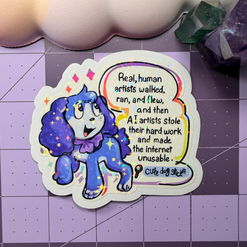 All Five Anti AI Art The Sad Dog Is Blue Stickers